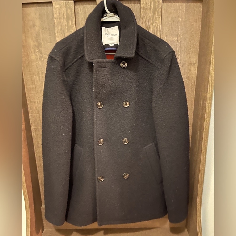Hardy Amies Luxury Men’s Black Pea Coat - XL